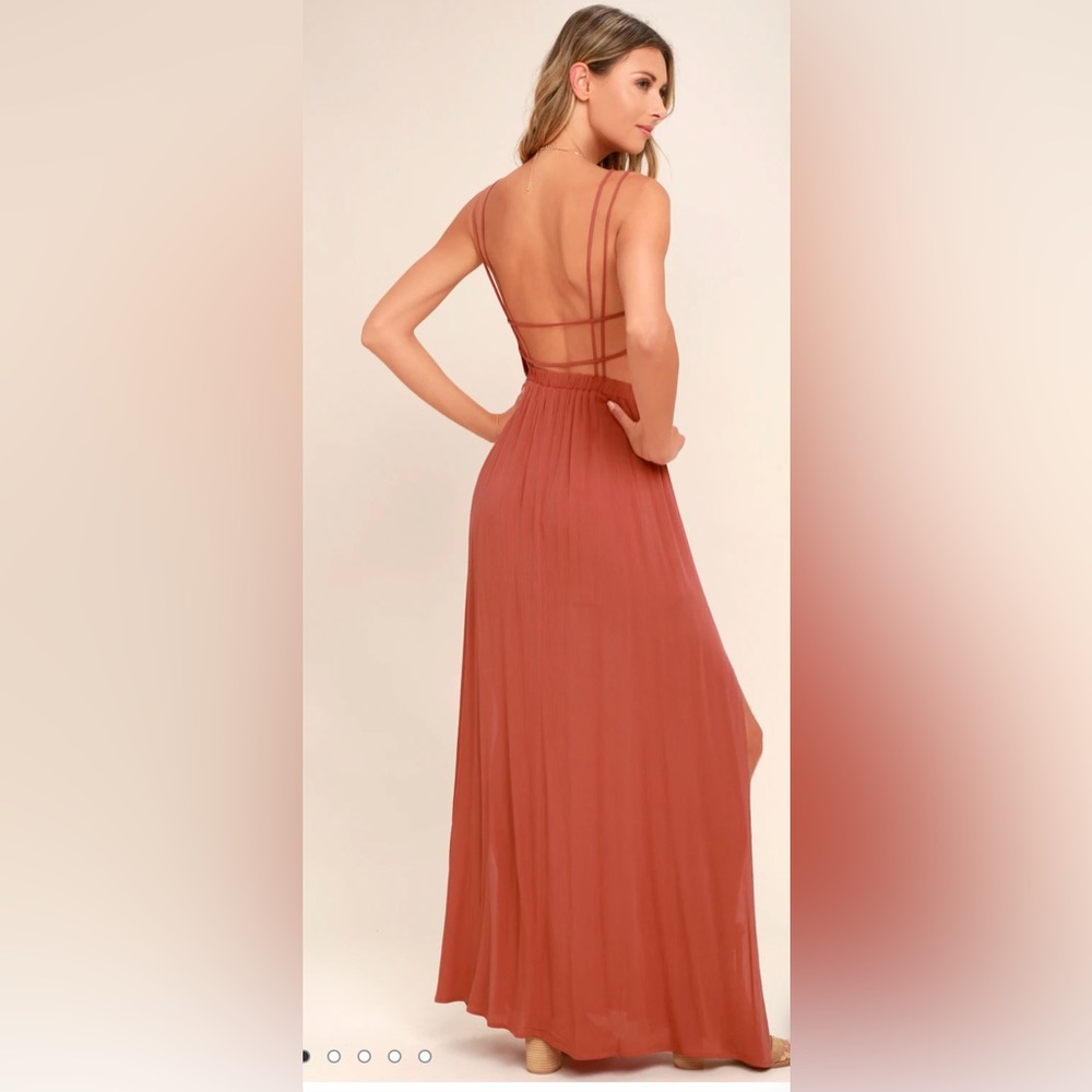 Lulu’s Rust Maxi Dress - Picture 3 of 7